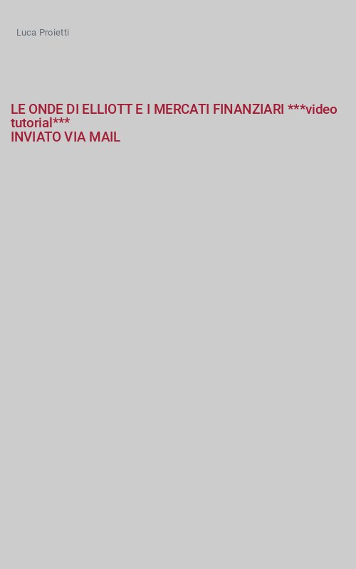 LE ONDE DI ELLIOTT E I MERCATI FINANZIARI ***video tutorial***
INVIATO VIA MAIL